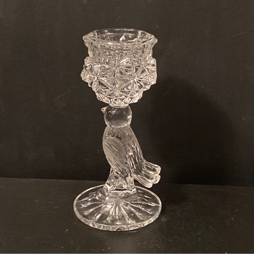 Hofbauer Byrdes  Lead Crystal Bird Candle Stick Holder West Germany Vintage